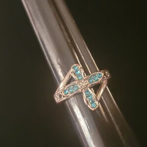 Elegant Silver Plated and Blue Cubic Zirconia Women's Ring